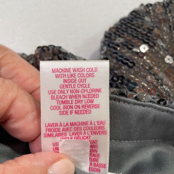 Xhilaration Charcoal Gray Sequins Mini Skirt Metallic Stretch Lined Size L - Picture 7 of 7